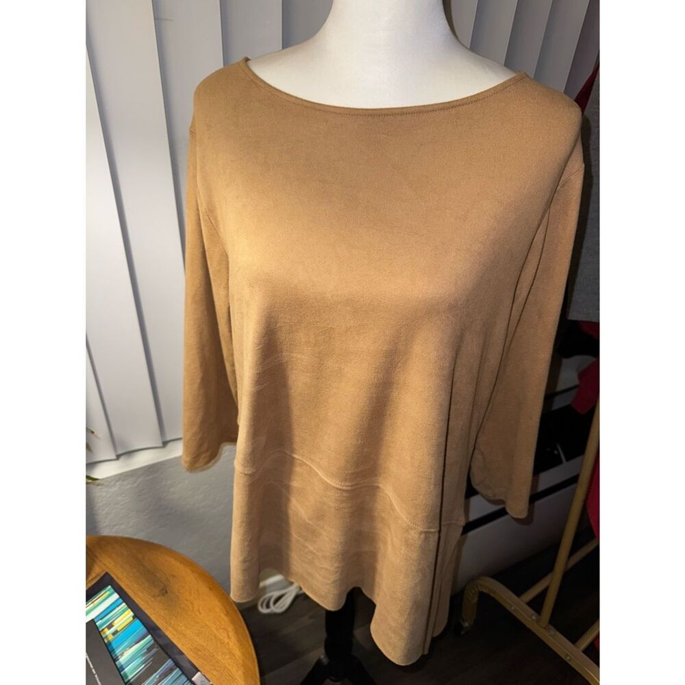 Chico's Soft Taupe Asymmetrical Boatneck Tunic - Picture 5 of 6